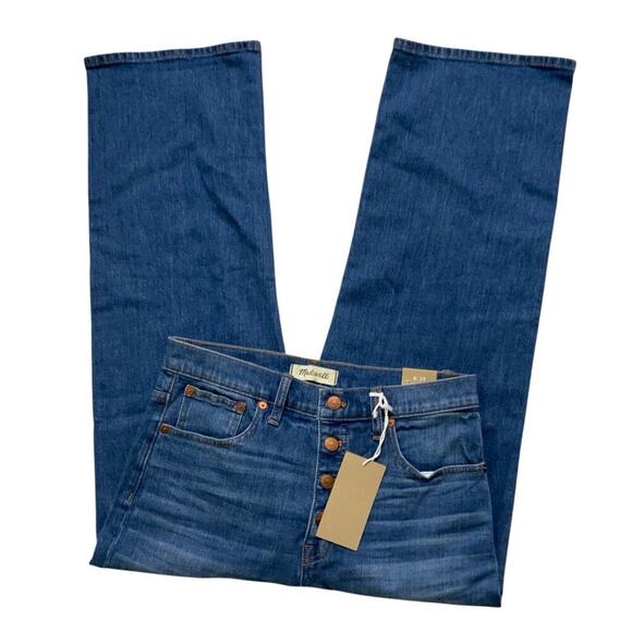 Madewell Jeans Womens 29 Slim Wide Crop Button Fly Mid Wash Streetwear Denim NWT - Picture 3 of 15